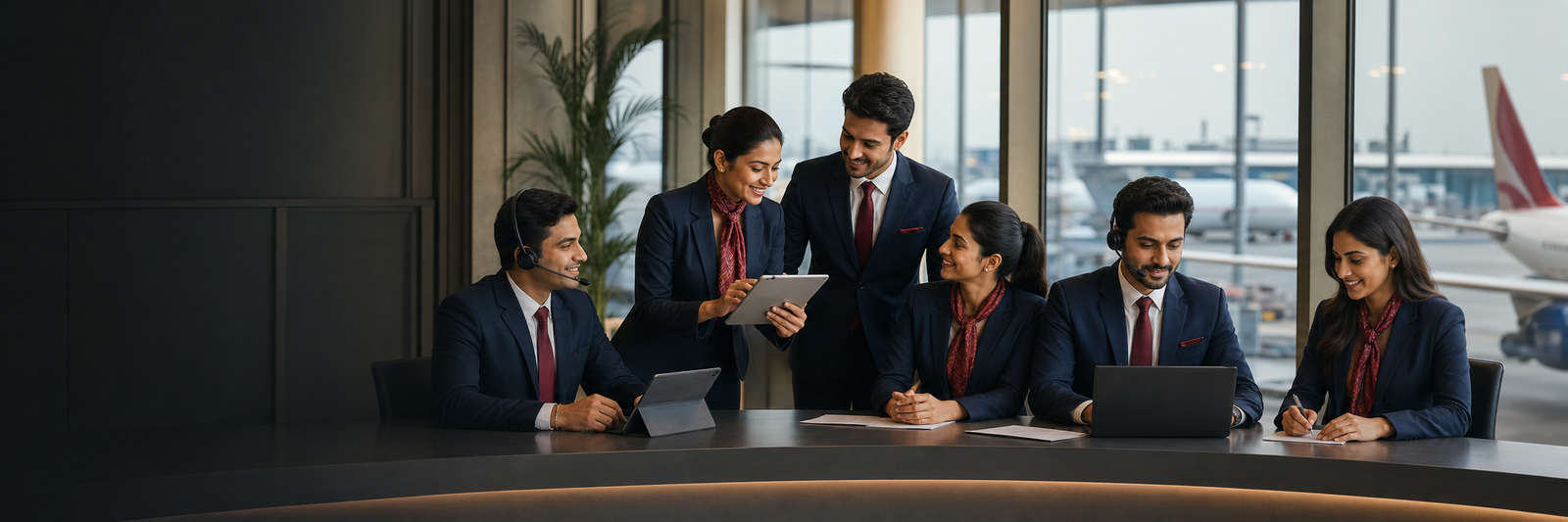 Airline recruitment support professionals assisting candidates